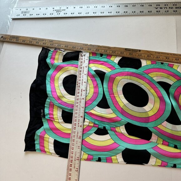Echo Womens Neck Scarf  Retro Geometric Print Multicolor Black Pink Yellow - Picture 4 of 5